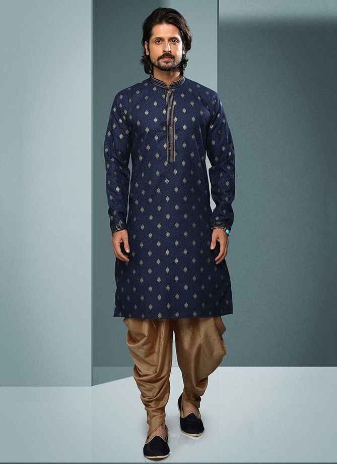 Navy Blue Colour Vol 27 New Latest Designer Party Wear Cotton Kurta Peshawari Collection 1581